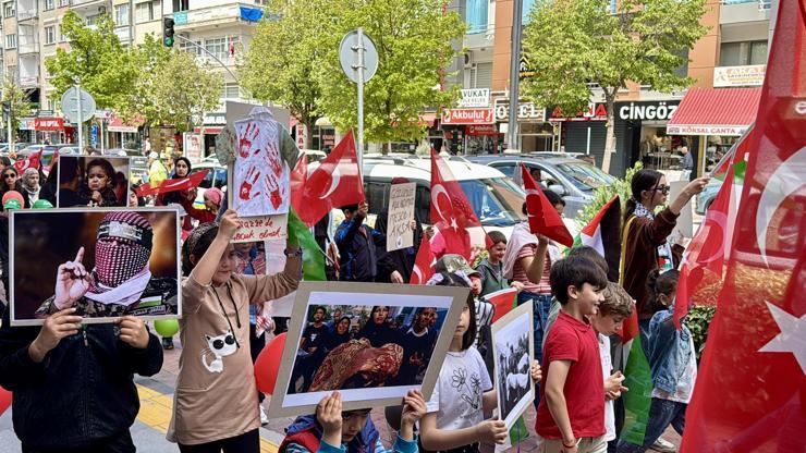 Kırşehirde çocuklar Gazzeye destek için yürüdü