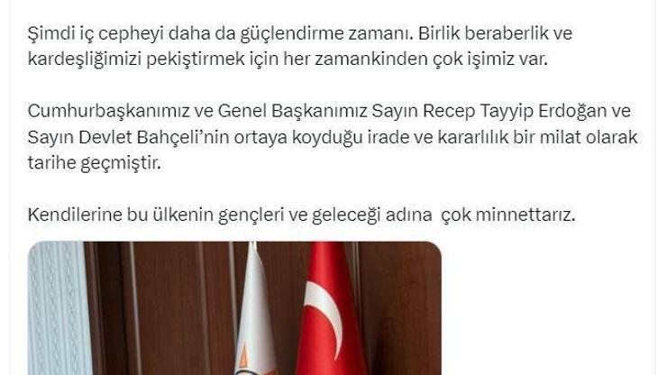 AK Partili İnan: 50 yıllık terörün sonlaması süreci, ülkemizin oyun kurucu pozisyonunu güncellemiştir
