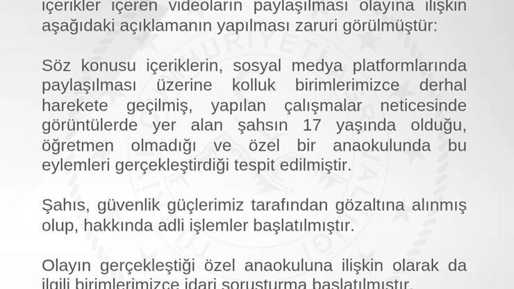 Anaokulunda çocuklarla uygunsuz görüntülerini paylaşan şüpheliye gözaltı