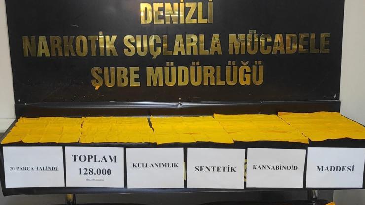 Denizlide otomobilde 128 bin kullanımlık sentetik uyuşturucu ele geçirildi