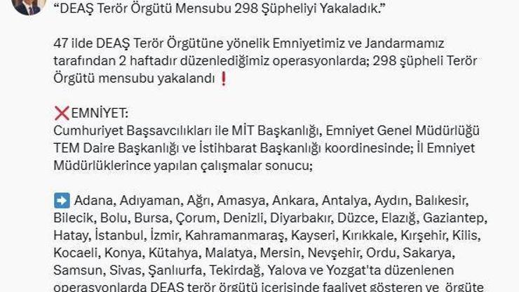 47 ilde DEAŞ operasyonu: 298 gözaltı