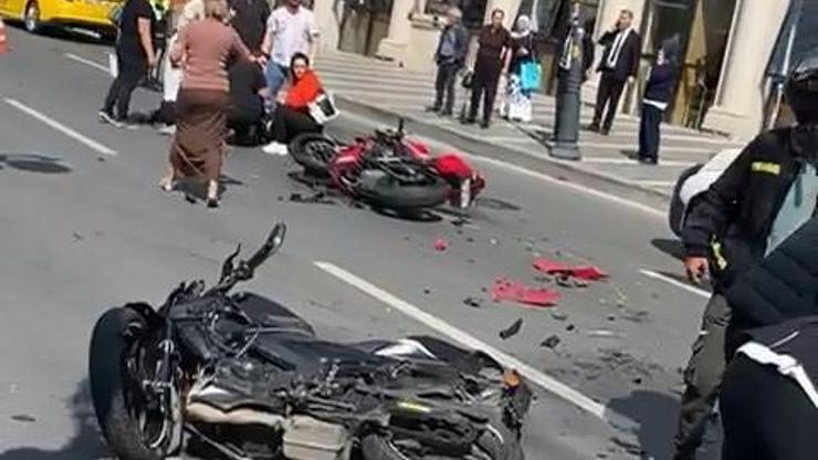 İstanbul- Beşiktaşta iki motosiklet kafa kafaya çarpıştı: 2 yaralı