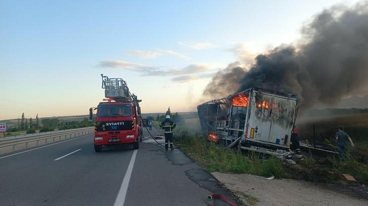 Devrilip alev aldı: Yanan TIRın şoförü 3 promil alkollü çıktı