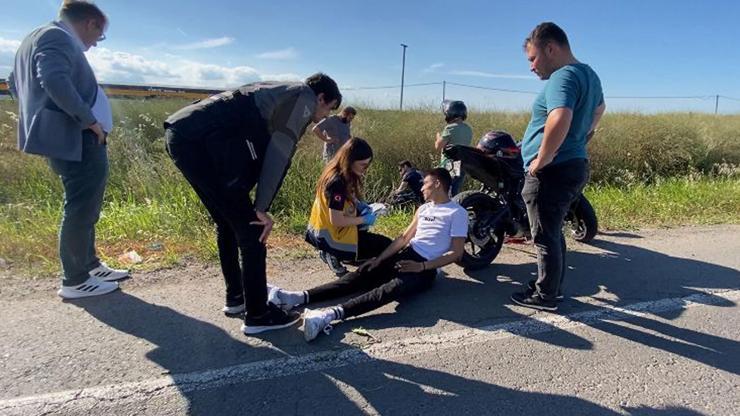Tekirdağda otomobille çarpışan motosikletteki 2 kişi yaralandı