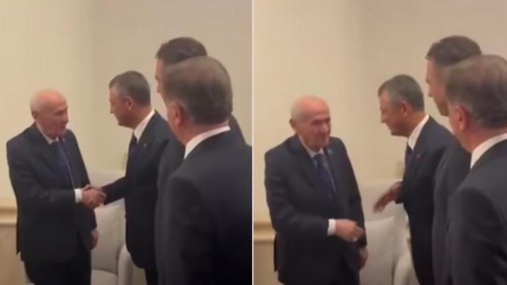 TBMMde başkanlık seçimi... Özgür Özel ve Devlet Bahçeli kuliste selamlaştı