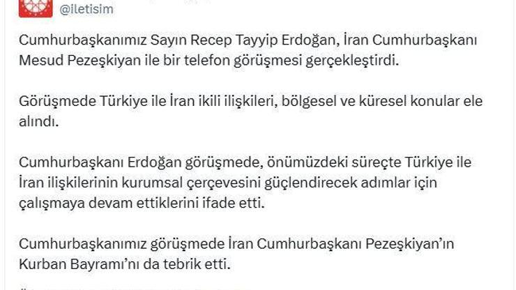 Cumhurbaşkanı Erdoğan, İran Cumhurbaşkanı Pezeşkiyan ile görüştü