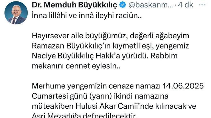 Başkan Büyükkılıç’ın acı günü