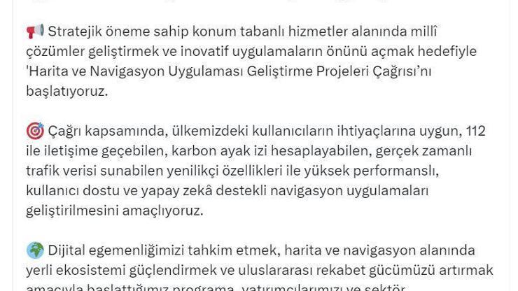 Bakanlıktan Harita ve Navigasyon Uygulaması Geliştirme Projeleri Çağrısı