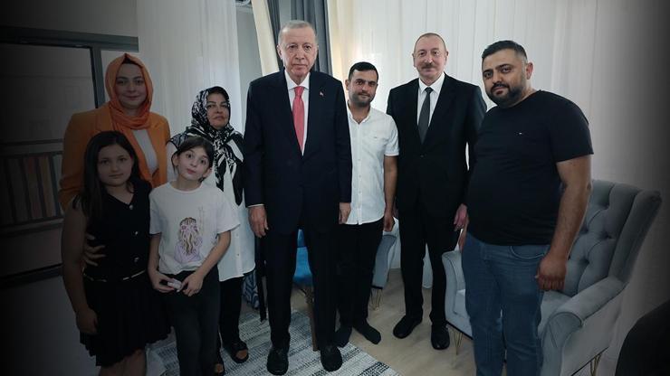 Erdoğan ve Aliyevden depremzede aileye sürpriz ziyaret