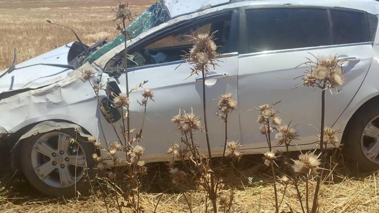 Gaziantep’te devrilen otomobilin sürücüsü yaralandı