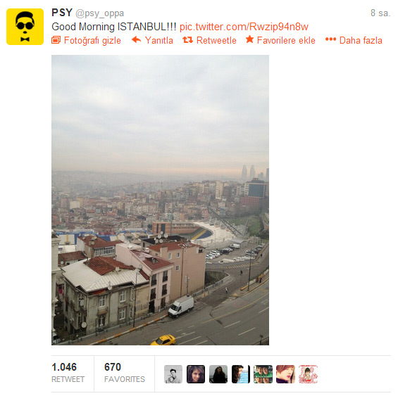 PSY İstanbul fotoğrafını Twitterda paylaştı