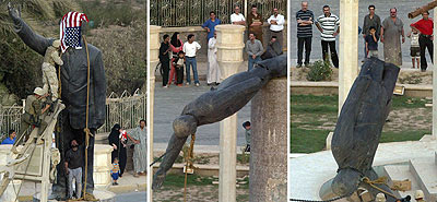 Saddam heykelinin yıkılışı kurmaca mı