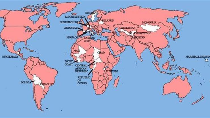 Büyük Britanyanın işgal etmediği 22 ülke