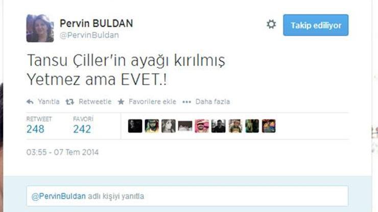 Pervin Buldandan olay yaratacak Çiller tweeti