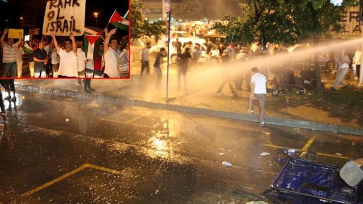 İsrailin kara harekatını protesto edenlere polis müdahalesi