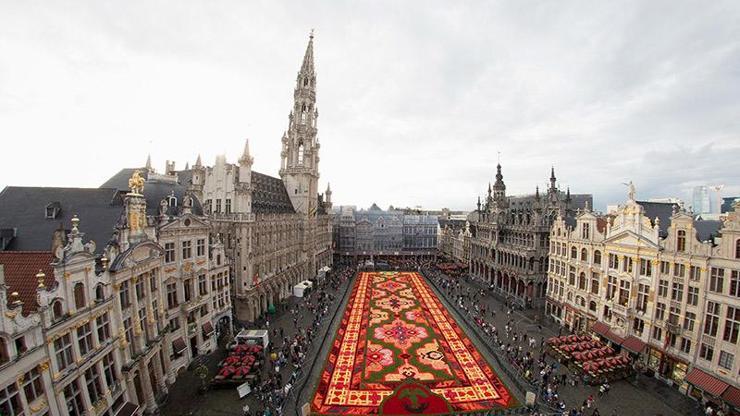 Belçikada 600 bin çiçekten Türk halısı