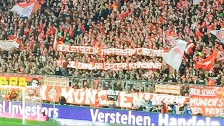 Bayern Münih taraftarından Çarşıya pankartlı destek