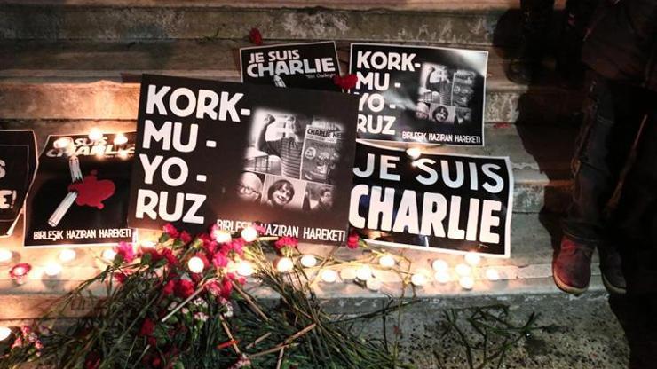 Taksimde Charlie Hebdo saldırısı protesto edildi