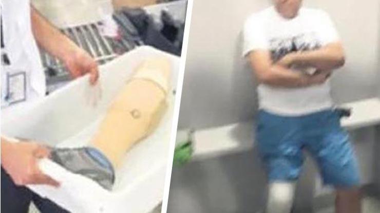 Havalimanında gaziye protez bacağını çıkarttırıp x-rayden geçirdiler