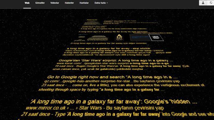 Googledan Star Wars temalı ve 3 boyutlu arama sonucu