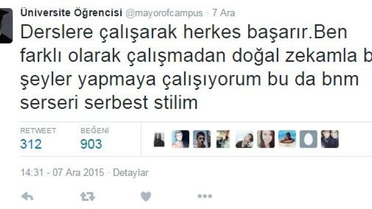 Güldüren üniversite öğrencisi tweetleri