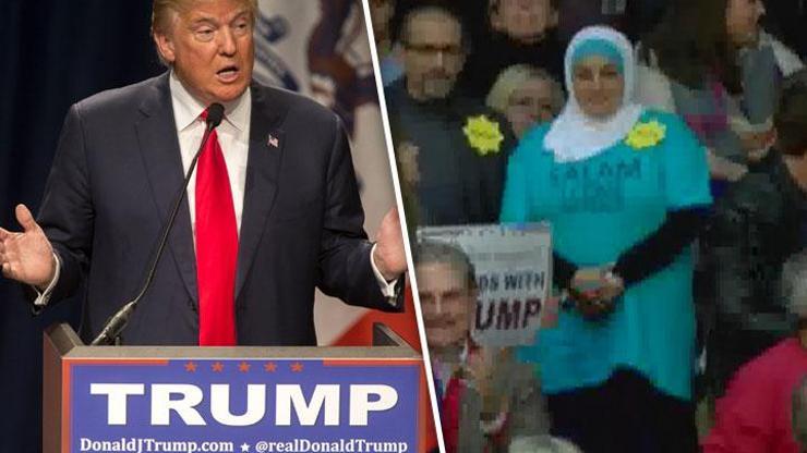 Donald Trumpı protesto eden başörtülü kadın salondan çıkarıldı