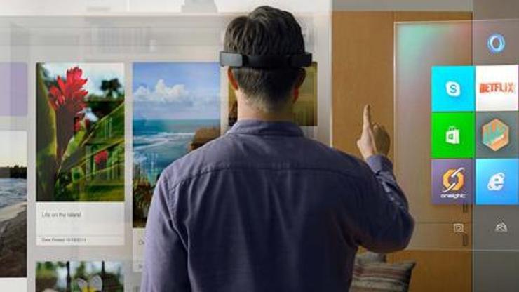 HoloLens’in  Başlat  menüsü görüldü