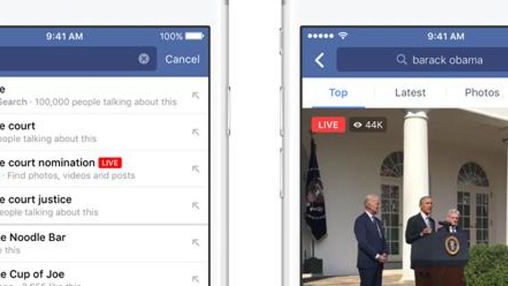 Facebook Live yayınları arama sonuçlarında çıkacak