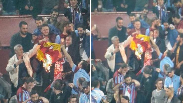 Trabzon tribünlerinde Galatasaray forması yakıldı