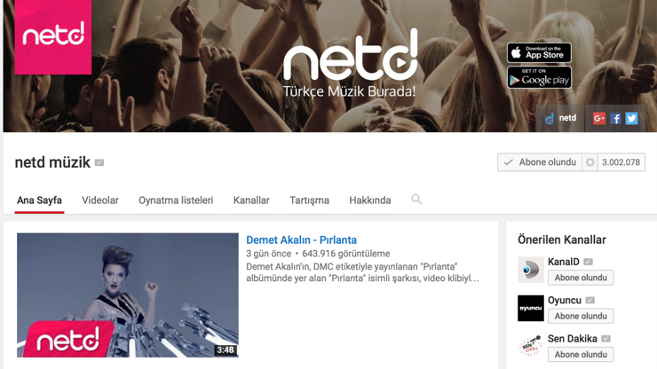 Netd Müzik YouTube kanalı 3 milyon aboneye ulaştı