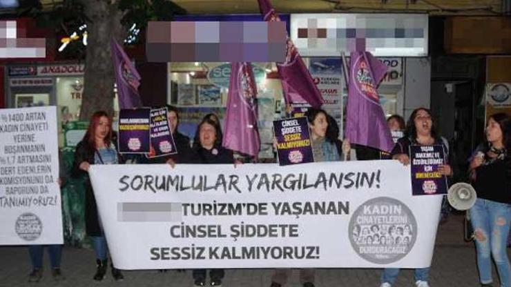 Eskişehirde kadınlar Metro Turizm önünde cinsel tacizi protesto etti