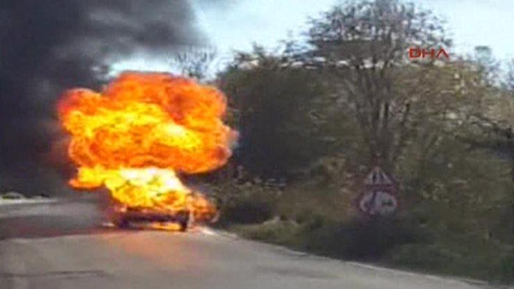 Zonguldakta aracın LPG tankı patladı