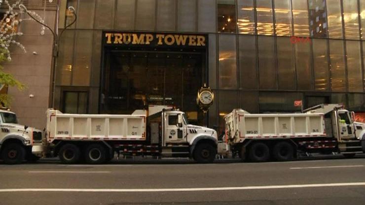 Trumpa kum yüklü kamyonlarla güvenlik önlemi