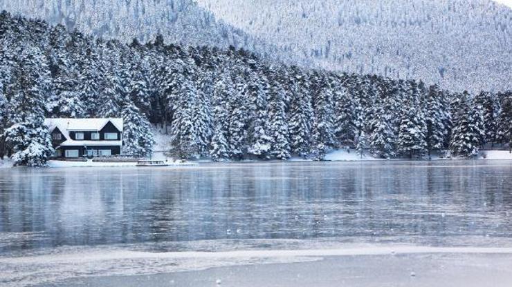 Gölcük Tabiat Parkındaki göl buz tuttu