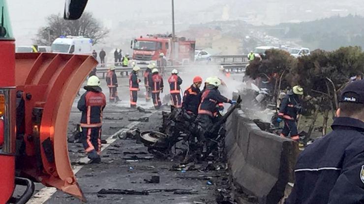 Son dakika: İstanbuldaki helikopter kazasından ilk kareler