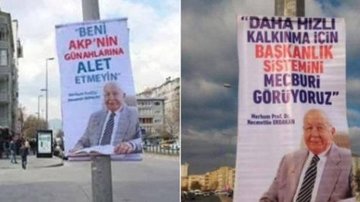 Erbakanlı evet afişleri kaldırıldı, yerine başka afiş asıldı