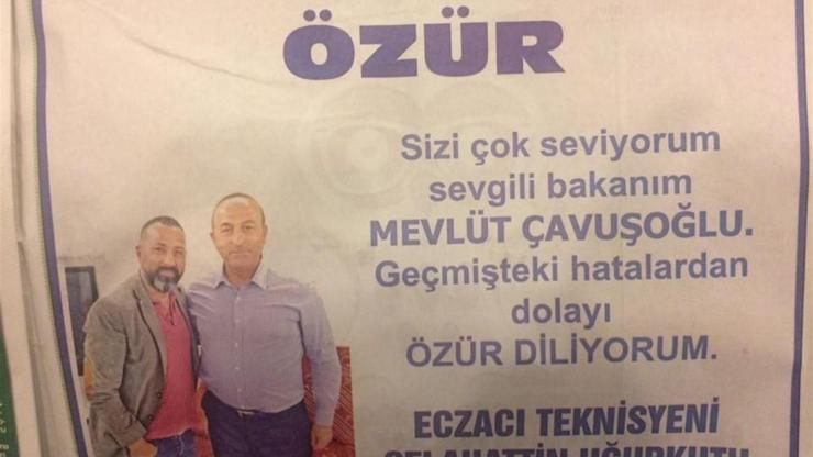 Çavuşoğlundan özür dilemek için gazeteye ilan verdi