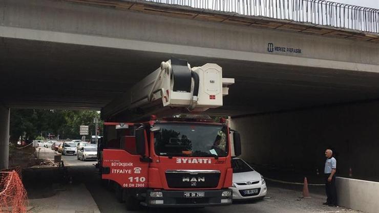 Ankarada itfaiye araçlarına köprü altı testi
