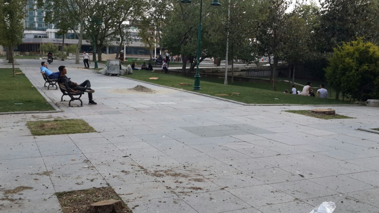 Gezi Parkındaki ağaçlar kesildi