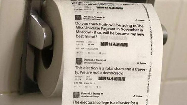 Trumpın tweetlerinden tuvalet kağıdı yaptılar