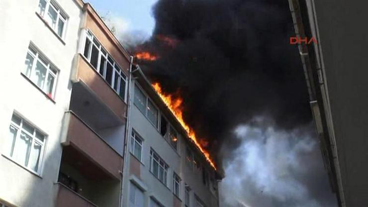 Ataşehirde 7 katlı binada yangın çıktı