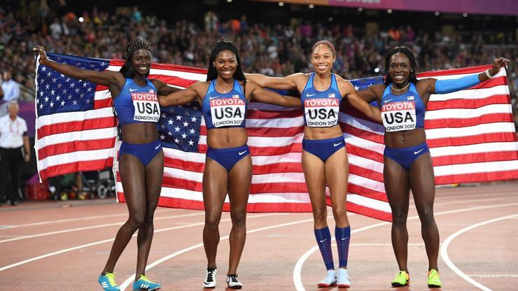 Kadınlar 4*100 bayrak yarışında şampiyon ABD