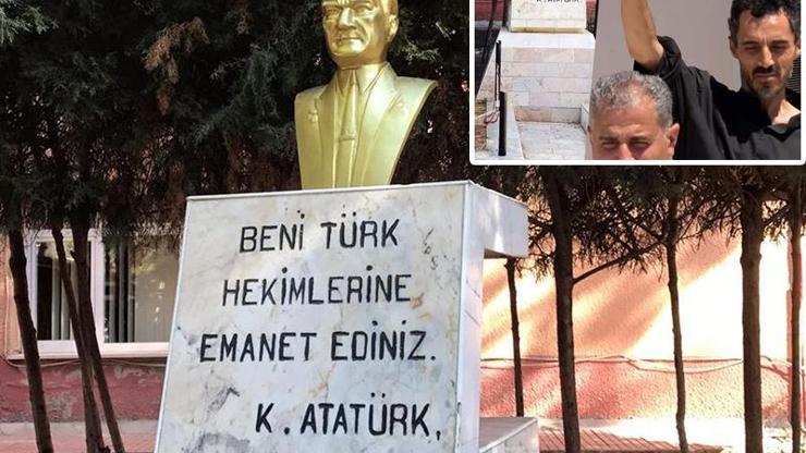 Saldırıda kırılan Atatürk büstü yenilendi