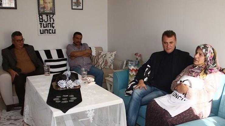 Beşiktaş Başkanı Fikret Orman şehit olan Tunç Uncunun ailesini ziyaret etti