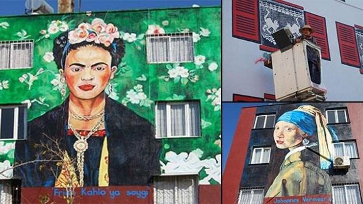 Toplu konut duvarlarını resimlerle süsledi: Fridada inecek var