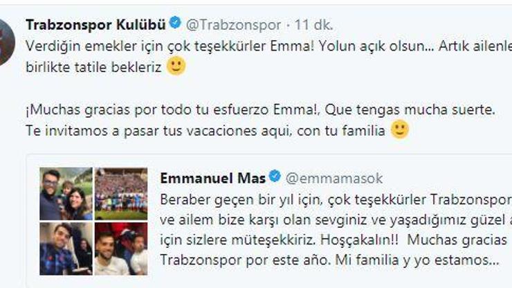 Trabzonspor, Masa twitterdan teşekkür etti