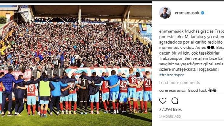 Mas Trabzonspora teşekkür etti