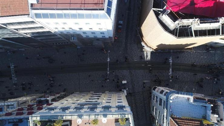 Havadan görüntülerle İstiklal Caddesinin yeni hali