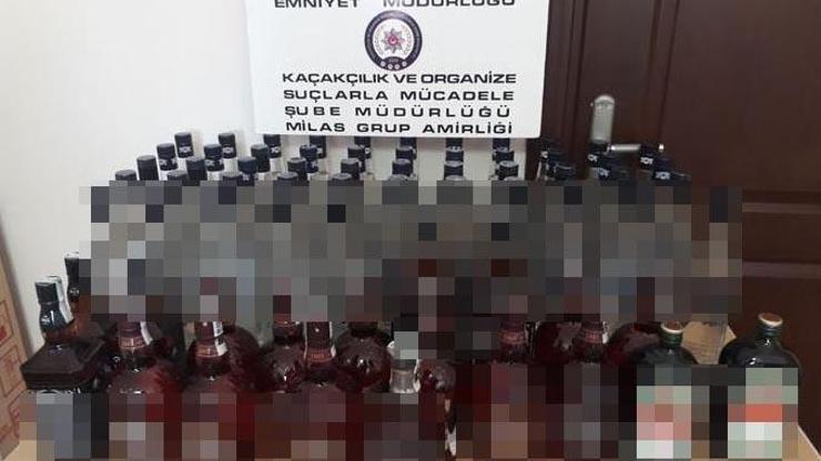 Milasta 68 şişe kaçak viski ele geçirildi