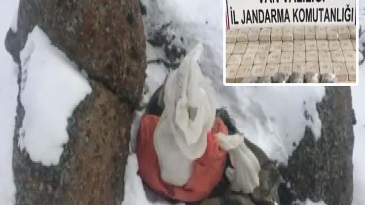 Jandarma kar altında gizlenen eroini ayak izini takip edip buldu